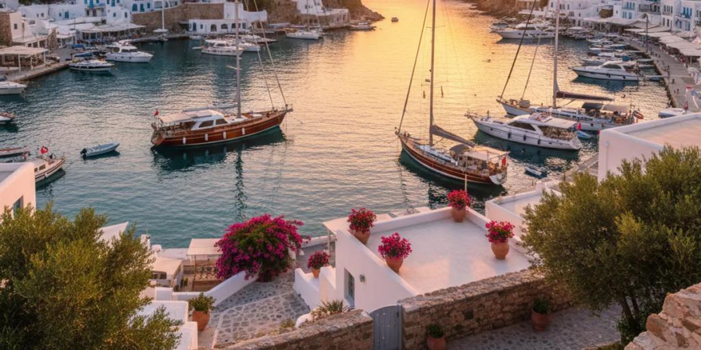 Ufortyfikowane mury Dalt Vila górujące nad portem miasta Ibiza o zmierzchu